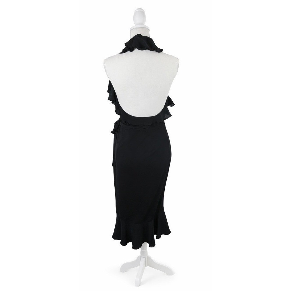 Anthropologie Halter Ruffle Asymmetrical Midi Dress Black Size Small - Picture 5 of 9
